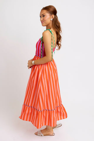 Striped Color Block Maxi Dress