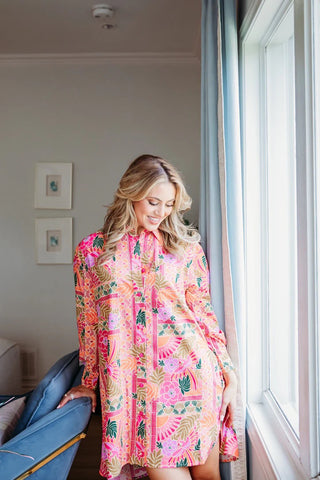 Toucan Scarf Shirt Dress