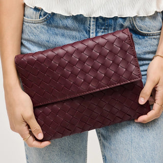 Ivy Woven Clutch-Wine
