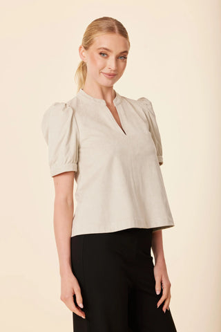 Faux Suede Short Sleeve Shirt