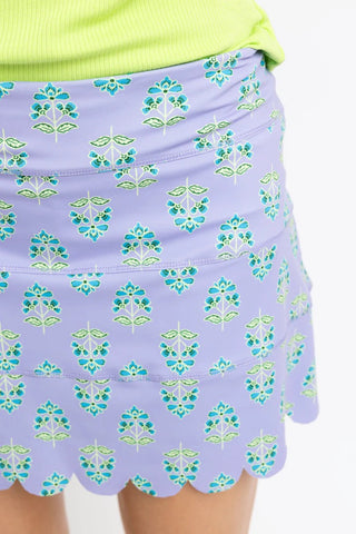 Block Floral Scallop Kourt Skort