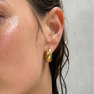 Brennan Hammered Huggie Hoop Earring