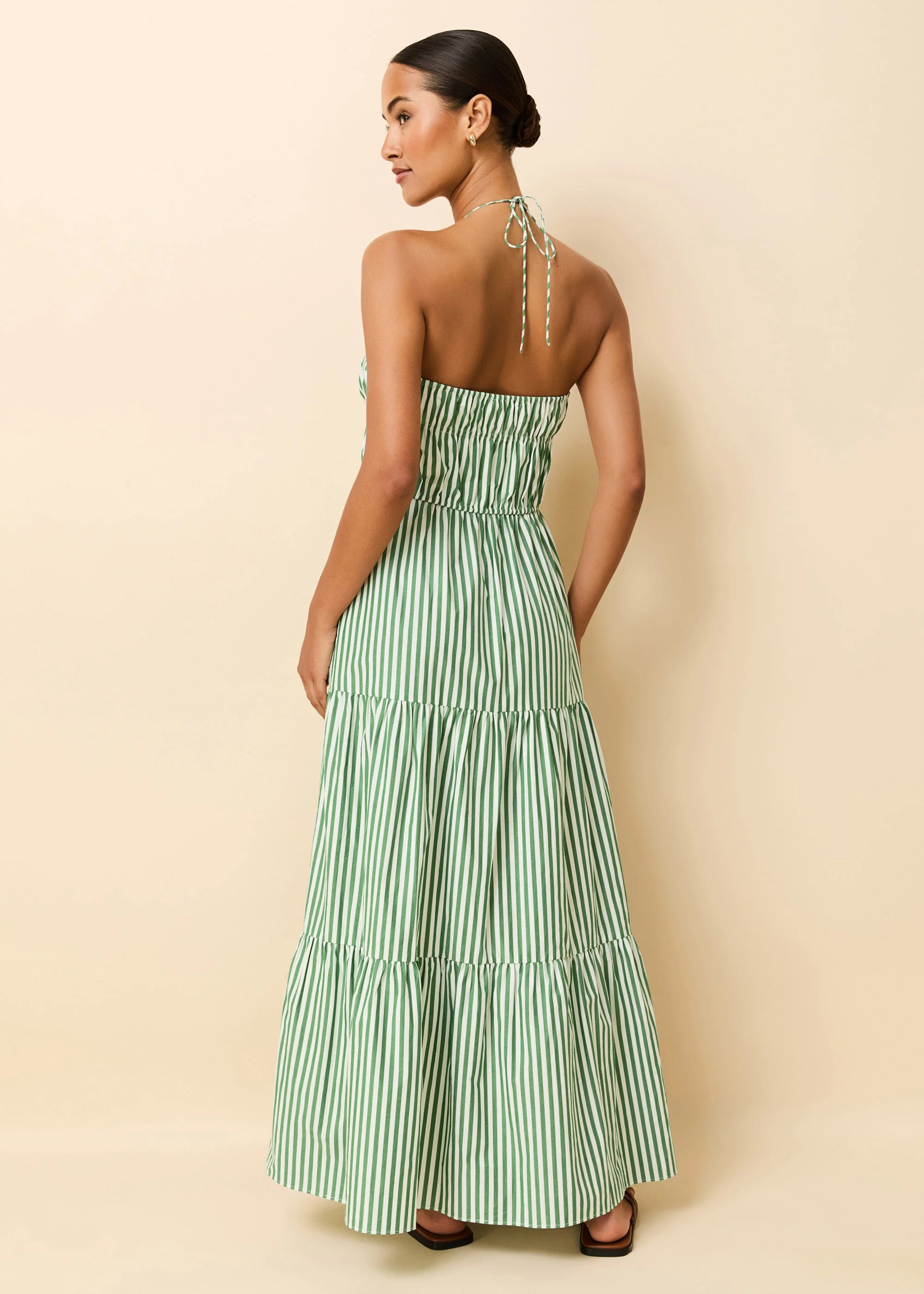 Jodie Dress-Green / Optic White Stripe – Monkee's of Bald