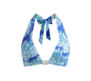 Halter Bikini Top-Blue Protea