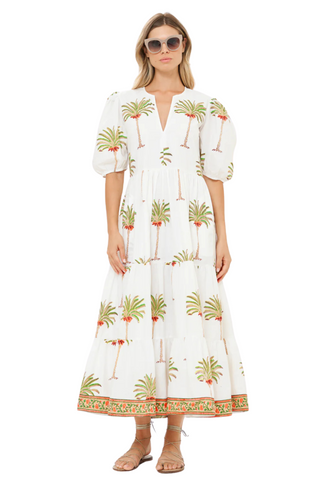 Puff Sleeve Maxi Dress- Canary Green