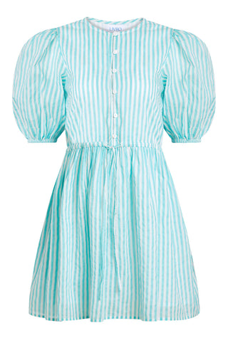 London Dress-Aqua Stripe