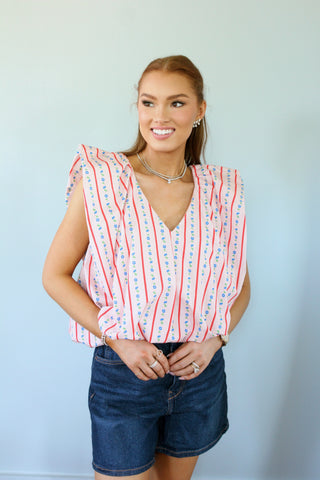 Floral Stripe Bubble Top