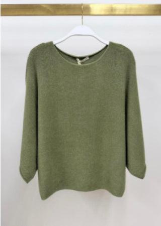 Crew Neck Batwing Knit Top