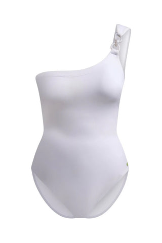 One Shoulder Swimsuit-White