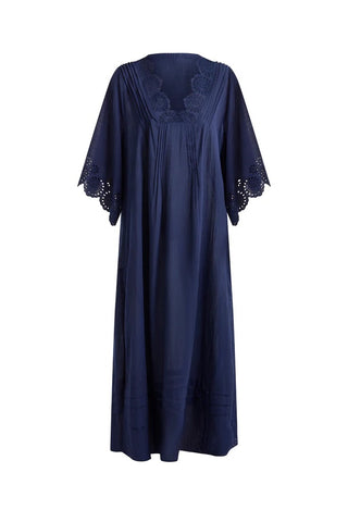 Broderie Maxi Dress-Navy