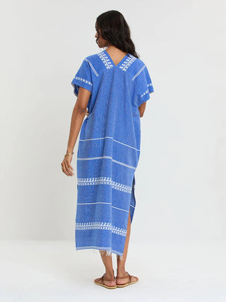 Gasira V-neck Caftan-Tebibi Blue