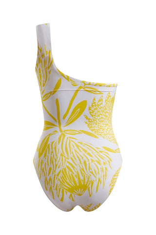 One Shoulder Swimsuit-Yellow Protea