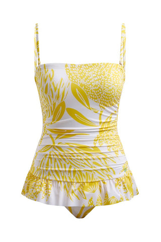 Skirted Swimsuit-Yellow Protea