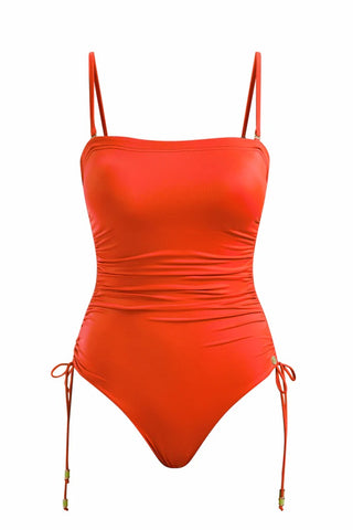 Ruched Side One Piece-Coral