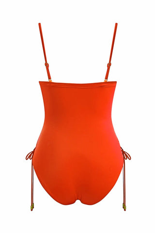 Ruched Side One Piece-Coral
