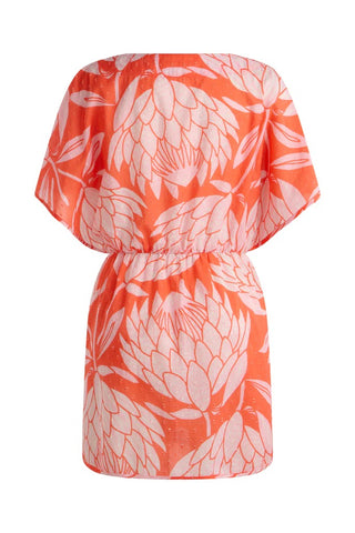Short Ring Front Beach Cover-Coral Protea