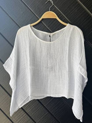 Cropped Gauze Poncho Top