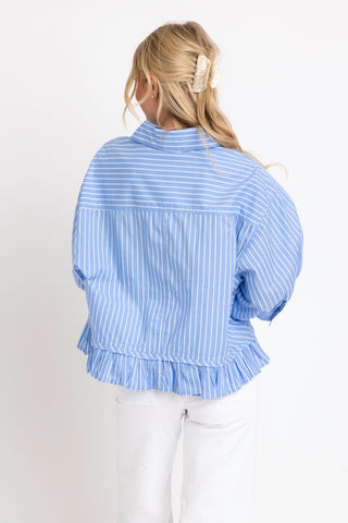 Striped Ruffle Button Down