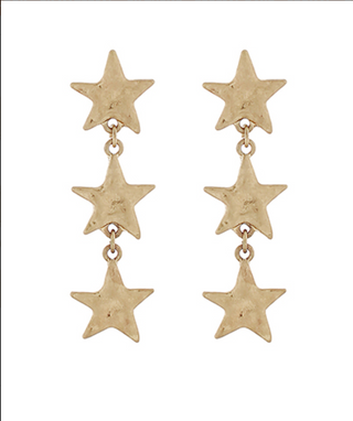 Hammered 3 Star Earrings