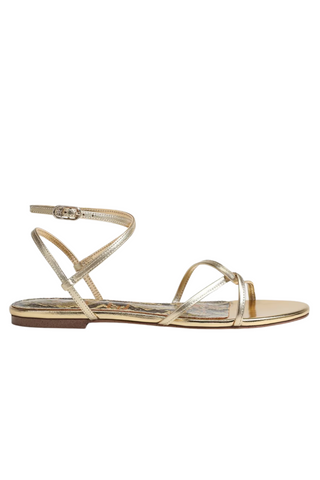 Elliana Strappy Flat Sandal-Amber Gold