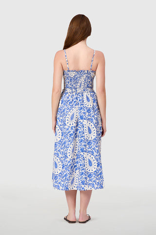 Smocked Dress-Steel Paisley