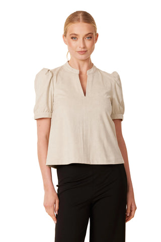 Faux Suede Short Sleeve Shirt