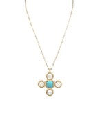 Stone & Pearl Pendant Necklace