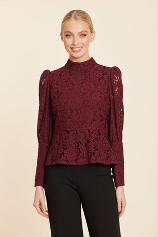 Floral Lace Pearl Button L/S