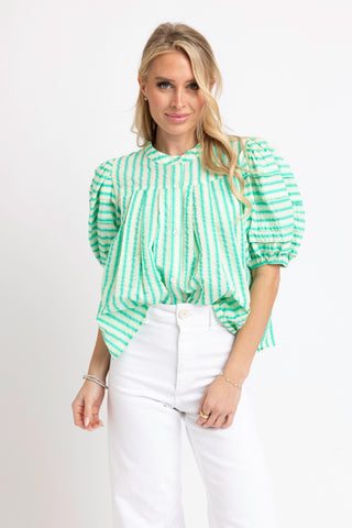 Pleated Seersucker Top